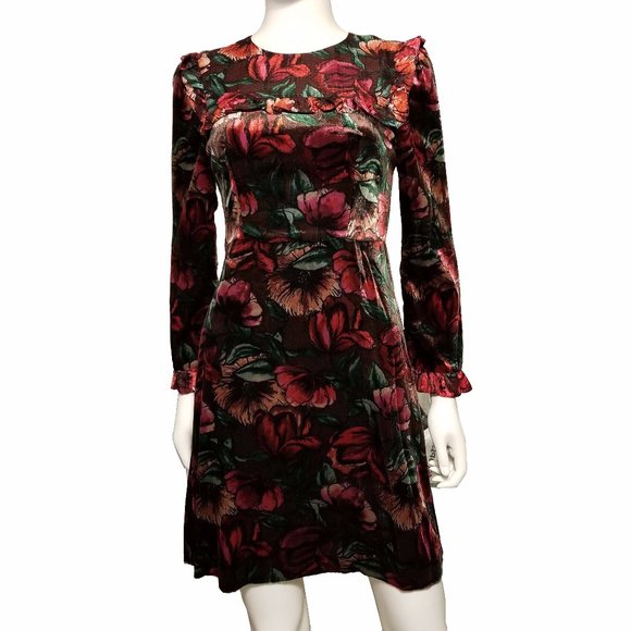 Sandro Floral Velvet Dress - Picture 6 of 11